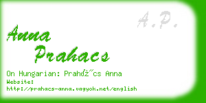 anna prahacs business card